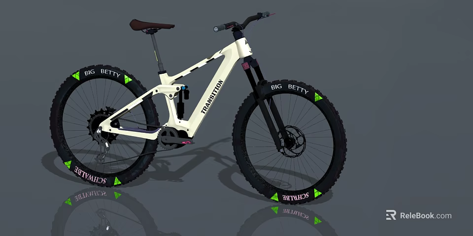 White Christian Mountain Bike With Spintrax 865 Betty Tires And Green Triangle Accents 3d model